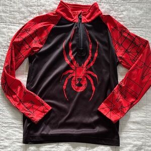 Spyder Red and Black Geometric 3/4 Zip Pullover long sleeve. Sz 7.